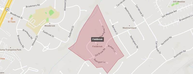 Fieldbrook neighborhood Charlottesville homes map