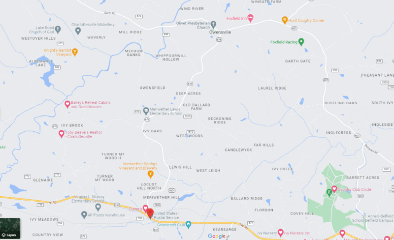 Whippoorwill Hollow Charlottesville homes for sale map