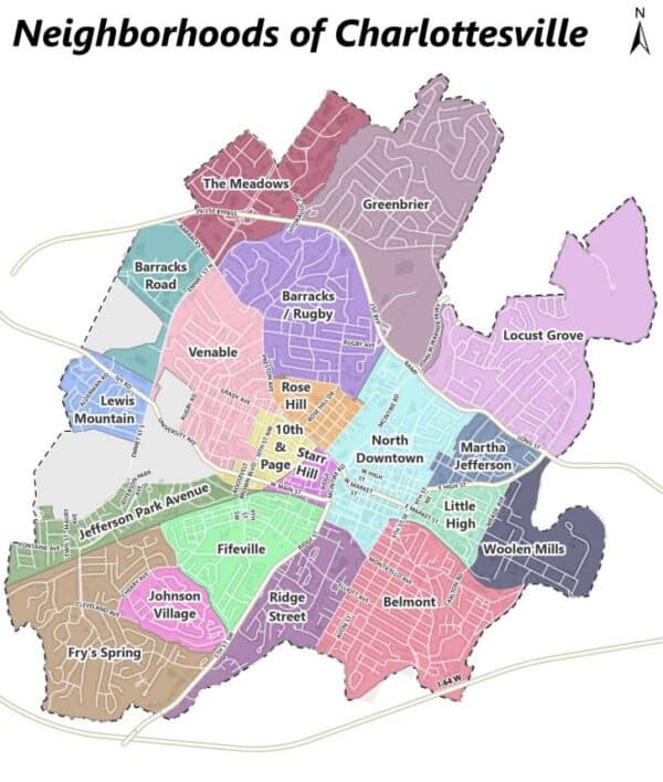 neighborhoods of Downtown Charlottesville including North Downtown